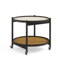 Billede af Brdr. Krüger Bølling Bakkebord m. 2 bakker Ø: 60 cm - Sortmalet Eg/Gul og Creme