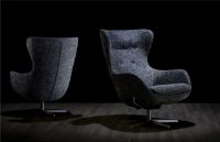 Billede af Søren Lund SL 407 Lænestol SH: 42 cm - Main Line Flax Blå/Satinkrom Sokkel m. Drej