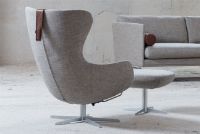 Billede af Søren Lund SL 407 Lænestol m. Nakkepude SH: 42 cm - Main Line Flax/Genova Nougat Læder/Satinkrom Sokkel m. Drej