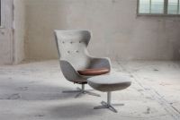 Billede af Søren Lund SL 407 Skammel H: 41 cm - Main Line Flax 02 Grå/Satinkrom