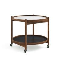 Billede af Brdr. Krüger Bølling Bakkebord m. 2 bakker Ø: 60 cm - Olieret Valnød/Sort og Hvid