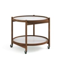 Billede af Brdr. Krüger Bølling Bakkebord m. 2 bakker Ø: 60 cm - Olieret Valnød/Sort og Hvid