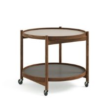 Billede af Brdr. Krüger Bølling Bakkebord m. 2 bakker Ø: 60 cm - Olieret Valnød/Lysegrå og Grå