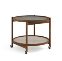 Billede af Brdr. Krüger Bølling Bakkebord m. 2 bakker Ø: 60 cm - Olieret Valnød/Lysegrå og Grå