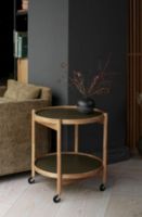 Billede af Brdr. Krüger Bølling Bakkebord m. 2 bakker Ø: 60 cm - Olieret Valnød/Grøn og Mørkegrøn