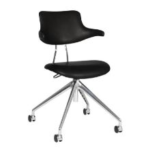 Billede af Vermund VL119 Kontorstol SH: 46 cm - Sort Savanne Læder / Krom Stel