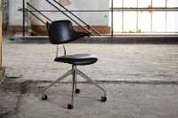 Billede af Vermund VL119 Kontorstol SH: 46 cm - Sort Savanne Læder / Krom Stel