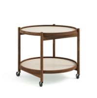 Billede af Brdr. Krüger Bølling Bakkebord m. 2 bakker Ø: 60 cm - Olieret Valnød/Gul og Creme