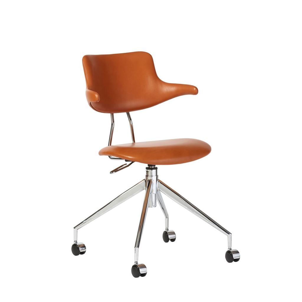 Billede af Vermund VL119 Kontorstol SH: 46 cm - Savanne Cognac Læder / Krom Stel