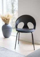 Billede af Vermund VL1100 Spisebordsstol SH: 46 cm - Sort Krom/Sortbejdset Eg/Sort Sierra Læder