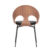 Billede af Vermund VL1100 Spisebordsstol SH: 46 cm - Sort Krom/Valnød/Sort Sierra Læder