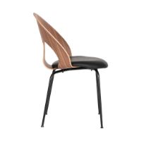 Billede af Vermund VL1100 Spisebordsstol SH: 46 cm - Sort Krom/Valnød/Sort Sierra Læder