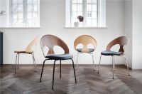 Billede af Vermund VL1100 Spisebordsstol SH: 46 cm - Sort Krom/Valnød/Sort Sierra Læder