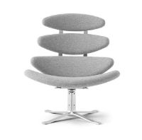 Billede af Fredericia Furniture 5000 Corona Lænestol m. Drejestel SH: 42 cm - Hallingdal 110/Børstet Krom