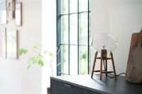 Billede af FDB Møbler U4 Hiti Bordlampe m. Sort Ledning H: 22,8 cm - Sortmalet Eg/Opal Glas