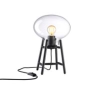 Billede af FDB Møbler U4 Hiti Bordlampe m. Sort Ledning H: 22,8 cm - Sortmalet Eg/Klar Glas