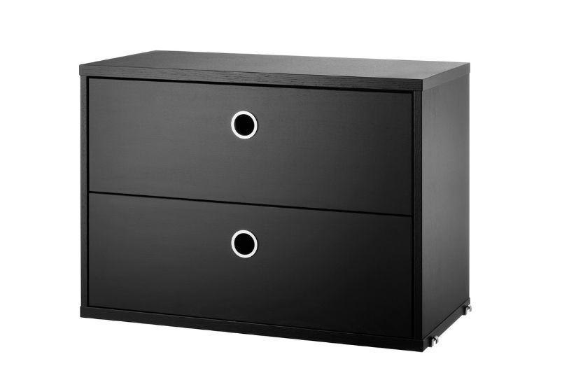 Billede af String Furniture Cabinet With Two Drawers 58x42x30 cm - Black Stained Ash