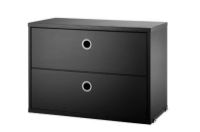 Billede af String Furniture Cabinet With Two Drawers 58x42x30 cm - Black Stained Ash