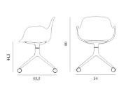 Billede af Normann Copenhagen Form Drejestol m. hjul m. armlæn SH: 45cm - Sølv Alu/Hvid