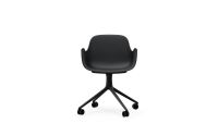 Billede af Normann Copenhagen Form Drejestol m. hjul m. armlæn SH: 45cm - Sort Alu/Sort