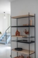 Billede af Woud Tray Shelf High H: 201 cm - Black Painted Oak & White Pigmented Oak