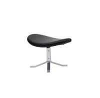 Billede af Fredericia Furniture Erik Jørgensen EJ 5-F Corona Skammel H: 47 cm - Sort Omni 301 Læder/Børstet Krom