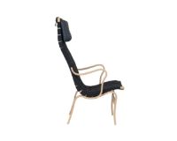 Billede af Bruno Mathsson Mi 473 Eva Lænestol Høj Ryg m. Arm og Nakkepude SH: 34 cm - Lakeret Bøg / Sort Linnegjord 