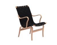 Billede af Bruno Mathsson Mi 472 Eva Lænestol m. arm SH: 34 cm - Lakeret Bøg / Sort Linnegjord 