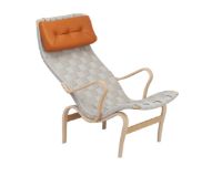 Billede af Bruno Mathsson Mi 476 Pernilla 1 Hvilestol m. Arm og Nakkepude SH: 28,5 cm - Lakeret Bøg / Natur Linnegjord 