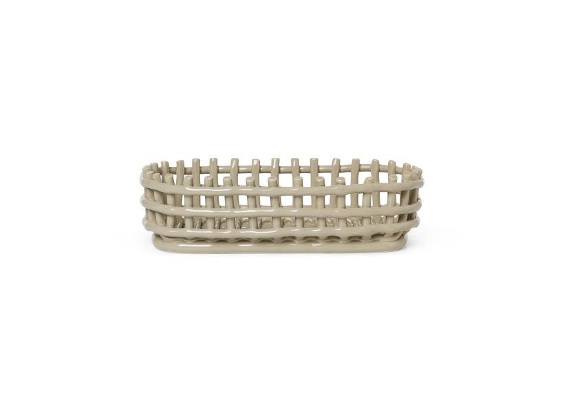 Billede af Ferm Living Ceramic Basket Oval 30x15 cm - Cashmere
