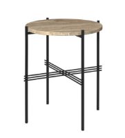 Billede af GUBI TS Side Table Ø: 40 cm - Black Base / Warm Taupe Travertine