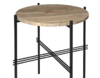 Billede af GUBI TS Side Table Ø: 40 cm - Black Base / Warm Taupe Travertine