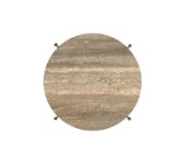 Billede af GUBI TS Side Table Ø: 40 cm - Brass Base / Warm Taupe Travertine