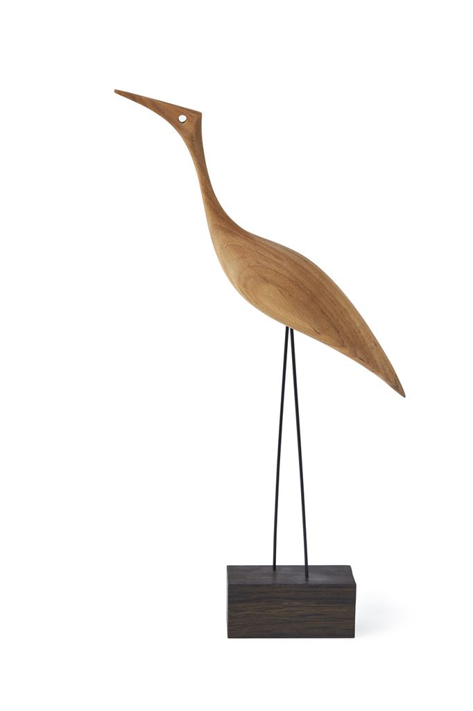 Billede af Warm Nordic Beak Bird Tall Heron 19x36 cm - Olieret Teak OUTLET
