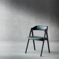 Billede af Findahl by Hammel Mette Stol med rygpolstring SH: 45 cm - Sort Bøg / Grøn Sydney Læder