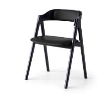 Billede af Findahl by Hammel Mette Stol med rygpolstring SH: 45 cm - Sortlakeret Bøg / Sort Sydney Læder