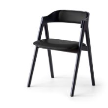 Billede af Findahl by Hammel Mette Stol med rygpolstring SH: 45 cm - Sortlakeret Bøg / Sort Sydney Læder