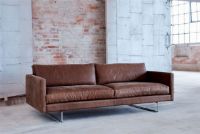 Billede af Søren Lund SL 286 2,5 Pers. Sofa L: 215 cm - Teak Genova Læder/Stål Sokkel K16