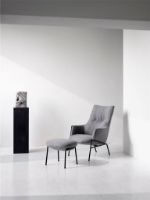 Billede af Wendelbo Aloe Loungestol inkl. Fodskammel SH: 40 cm - Sort Pulverlakeret Stål/Monta 08