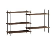 Billede af Moebe Shelving System Low/Double 85x162 cm - Smoked Oak/Black
