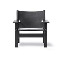 Billede af Fredericia Furniture 2031 The Canvas Chair af Børge Mogensen SH: 41,5 cm - Sort Canvas/Sortlakeret Eg