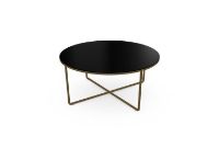 Billede af SOVET Piktor Sofabord  Ø: 80 cm - Burnished Brass/Ceramics ivory Black