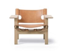 Billede af Fredericia Furniture 2226 Den Spanske Stol af Børge Mogensen SH: 33 cm - Naturfarvet Læder/Sæbebehandlet Eg