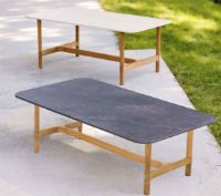 Billede af Cane-line Outdoor Twist Sofabord 120x60 cm - Travertine/Teak