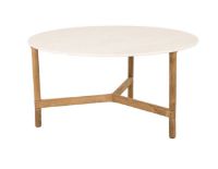 Billede af Cane-line Outdoor Twist Sofabord Stor Ø: 90 cm - Travertine/Teak