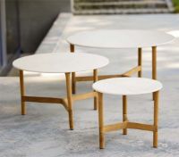 Billede af Cane-line Outdoor Twist Sofabord Lille Ø: 45 cm - Fossil Black/Teak