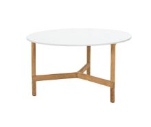 Billede af Cane-line Outdoor Twist Sofabord Medium Ø: 70 cm - White/Teak
