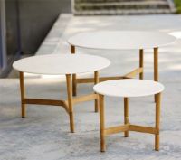 Billede af Cane-line Outdoor Twist Sofabord Medium Ø: 70 cm - Fossil Black/Teak