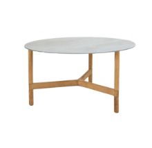 Billede af Cane-line Outdoor Twist Sofabord Medium Ø: 70 cm - Fossil Grey/Teak 