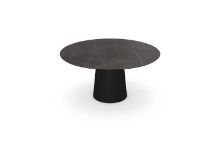 Billede af SOVET Totem Dining Table Ø: 150 cm - Black/Ceramics Pre-polished Stone Grey